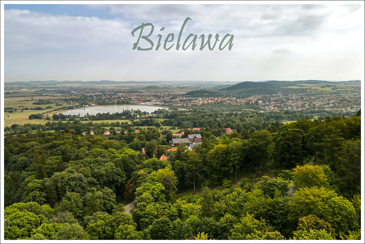 Nagrodzona pocztówka przedstawiająca panoramę Bielawy