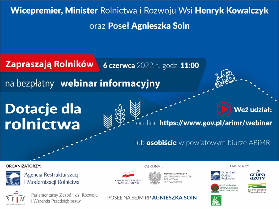 Afisz z informacjami na temat webinaru