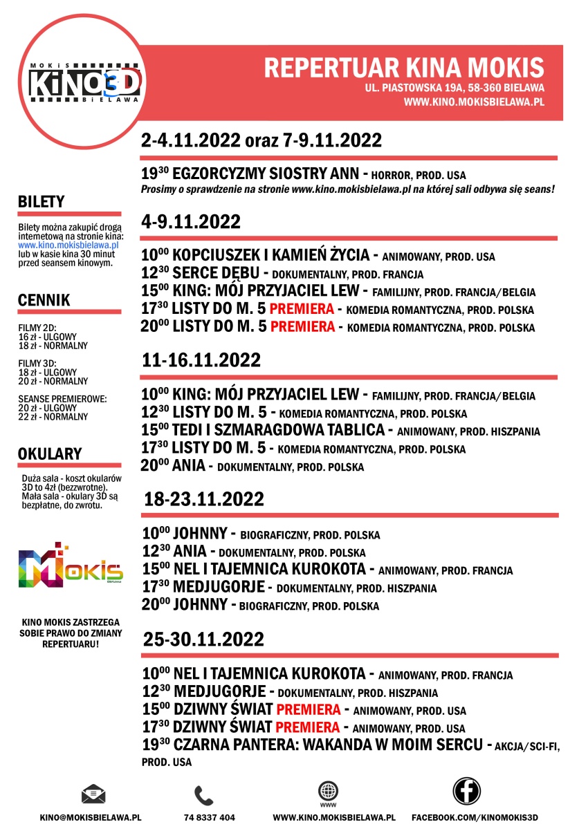 Repertuar Kina MOKiS na listopad