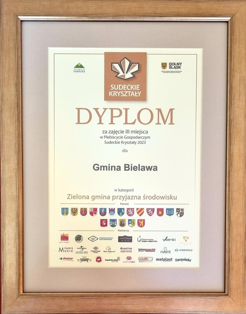 Dyplom dla Gminy Bielawa