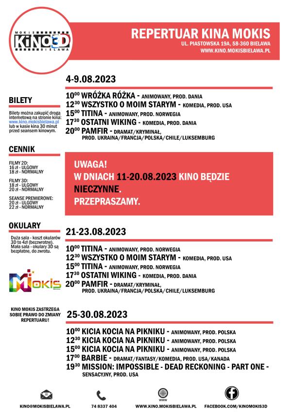 Repertuar Kina MOKiS na sierpeń