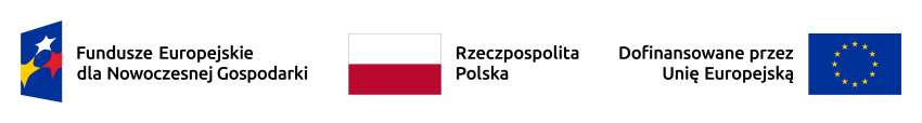 Logotypy programu: Fundusze Europejskie dla Nowoczesnej Gospodarki, flaga Rzeczpospolitej Polskiej, flaga Unii Europejskiej