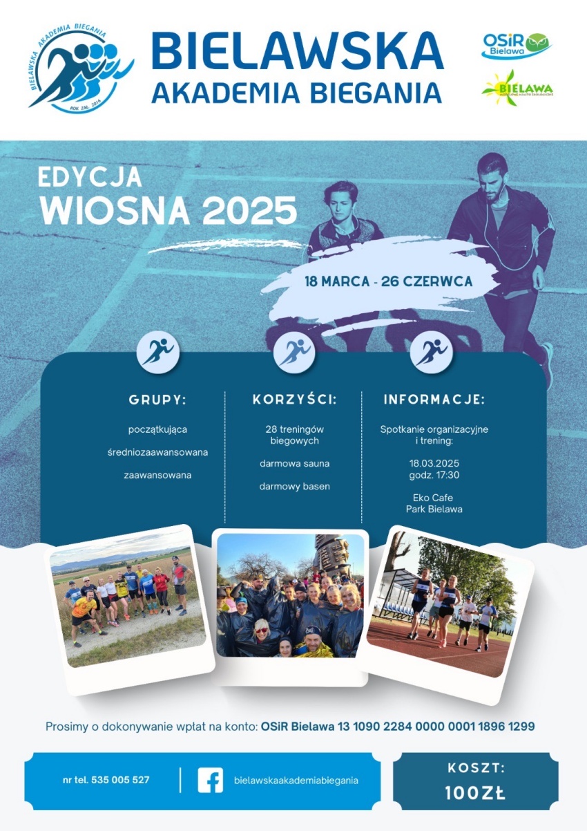 Bielawska Akademia Biegania - afisz informacyjny