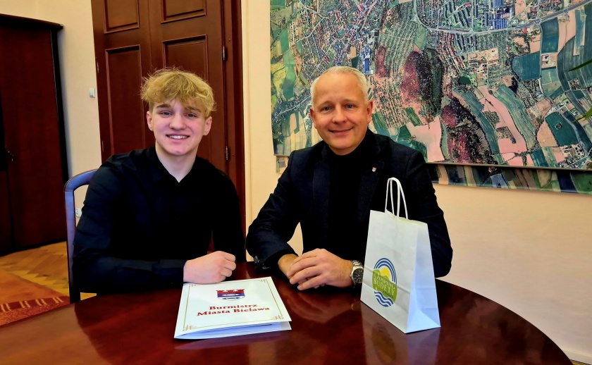Marcel z wizytą u burmistrza Andrzeja Hordyja