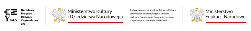 Logotypy Narodowego Programu Rozwoju Czytelnictwa 2.0 na lata 2021-2025, Ministerstwa Kultury i Dziedzictwa Narodowego oraz Ministerstwa Edukacji Narodowejzytelnictwa 2.0 na lata 2021-2025
