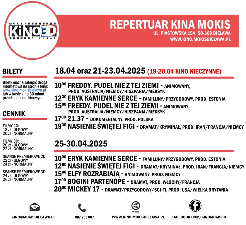 Repertuar Kina MOKiS na drugą połowę kwietnia